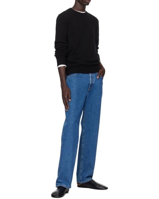 The Row Blue Crew Neck Cashmere Sweater for men