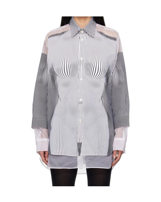 Jean Paul Gaultier Men's Gray Striped Pattern Shirt