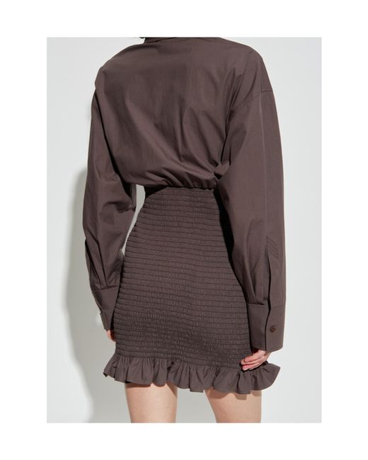 The Attico Brown The Ruched Corset Dress
