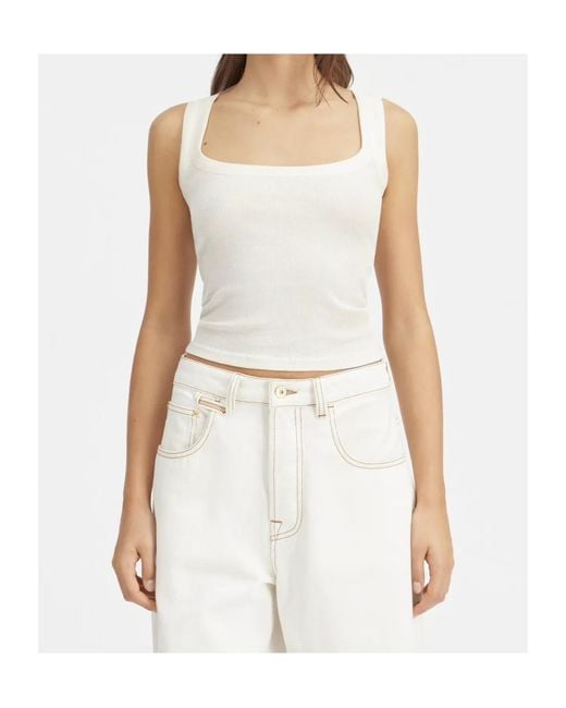 Jacquemus White Ribbed Tank Top