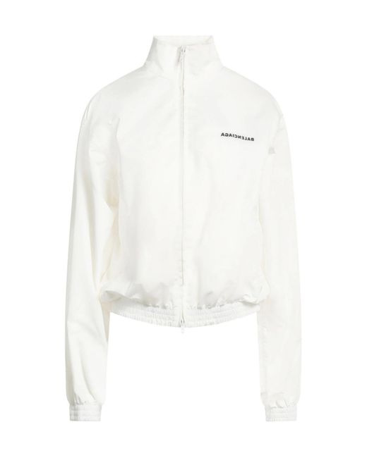 Balenciaga White Solid-Colored Baseball Jacket