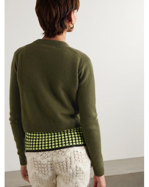 The Elder Statesman Green Crew Neck Cashmere Sweater