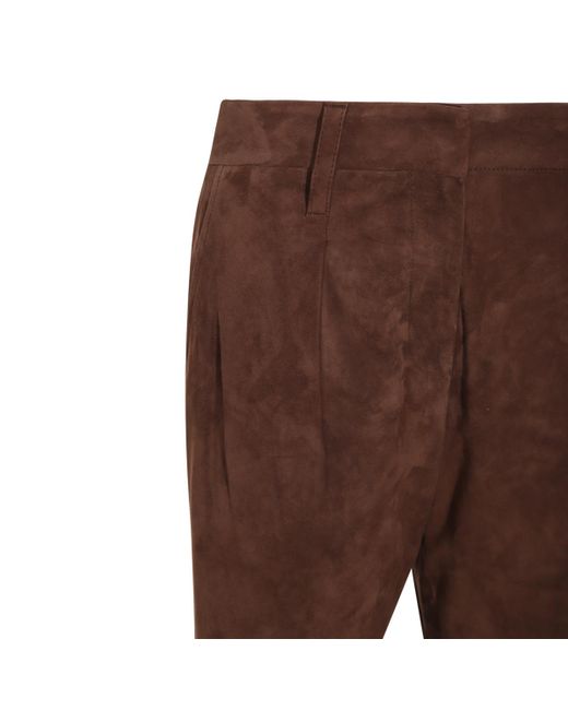 Brunello Cucinelli Brown Suede Trousers