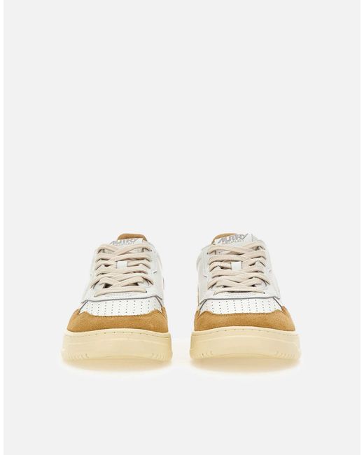 Autry White Perforated Low-Top Sneakers for men