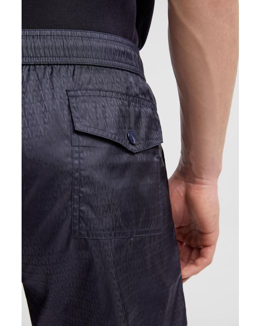 Moncler Blue Monogram Jacquard Swim Shorts for men