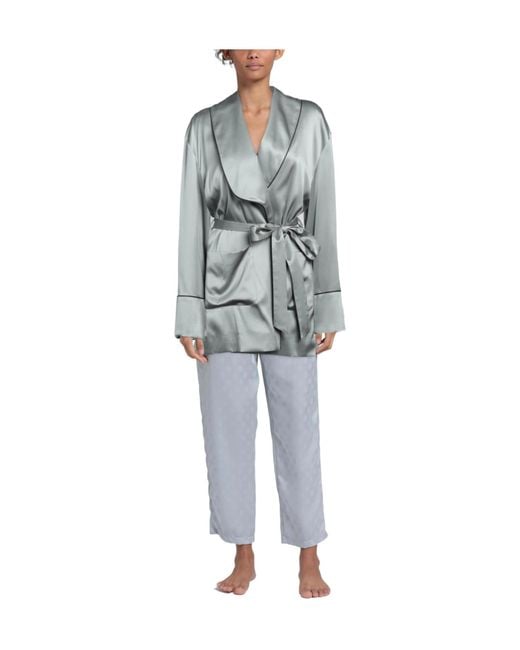 Dolce & Gabbana Gray Color-Blocked Satin Home Top