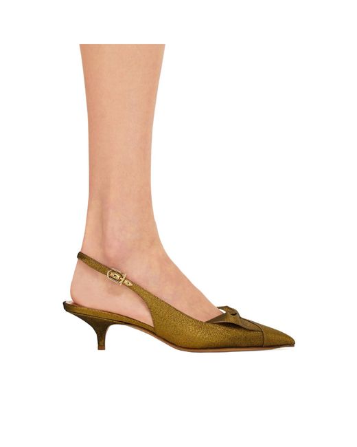 Ferragamo Metallic Soft Bow Slingback Pump