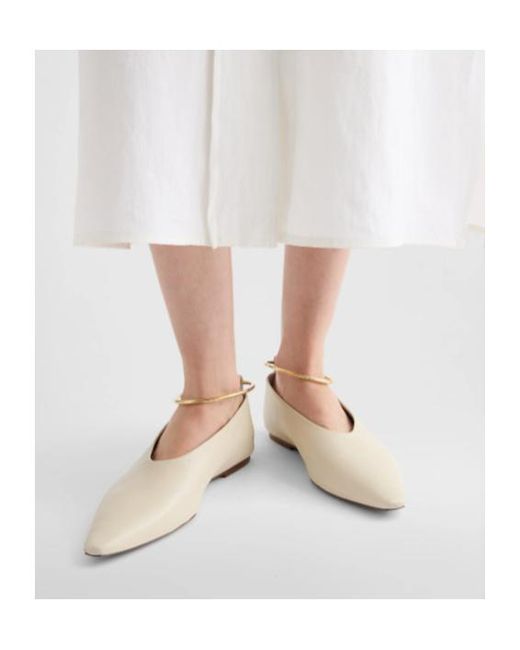 Jil Sander White Pointed Toe Ballerinas