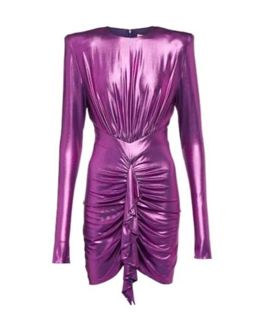 Alexandre Vauthier Purple Draped Satin Jersey Minidress