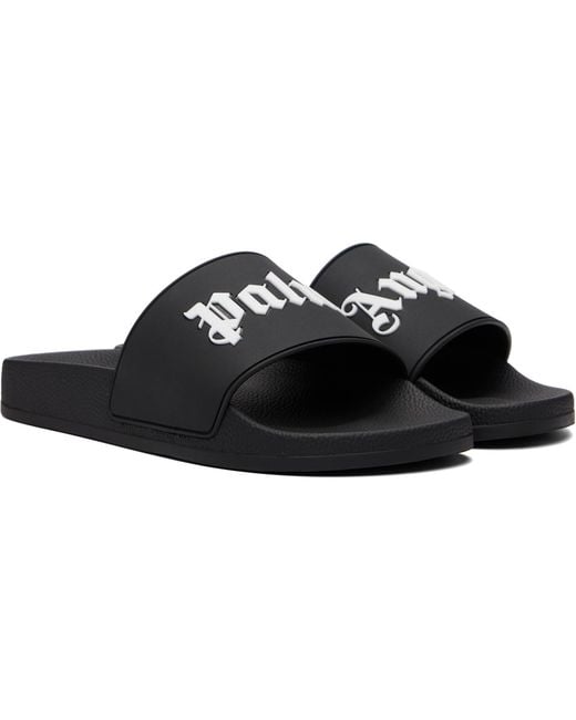 Palm Angels Black Big Logo Slippers for men