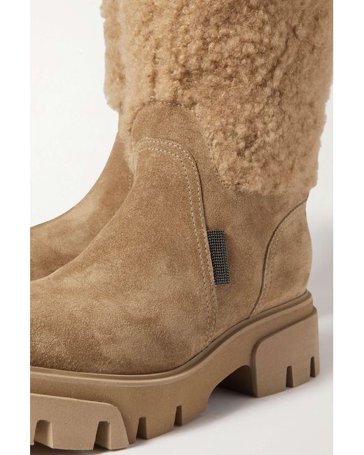 Brunello Cucinelli Natural Round-Head Short Boots