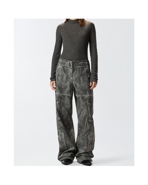 Pinko Gray Distresses Straight Trousers