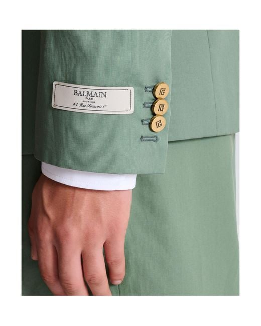 Balmain Green Cotton Twill 2-Button Jacket for men
