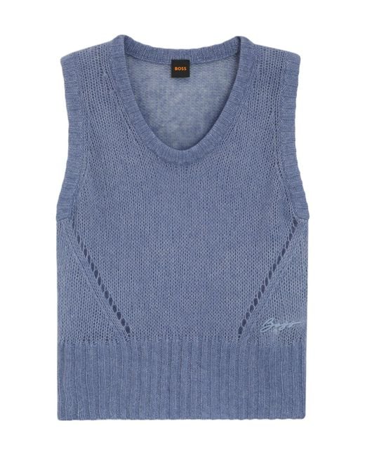 Boss Blue C_Frignac V-Neck Ribbed Vest