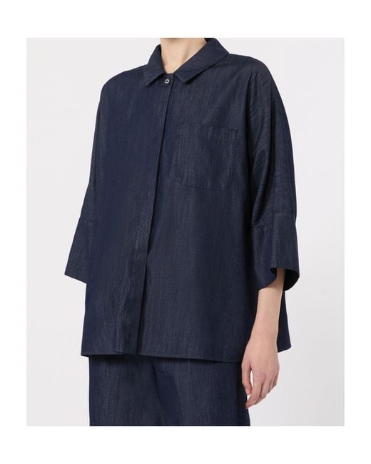 Max Mara Blue 'S Stmrugiada Lightweight Denim Shirt