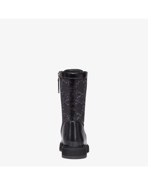 Fendi Black Logo-Debossed Combat Boots