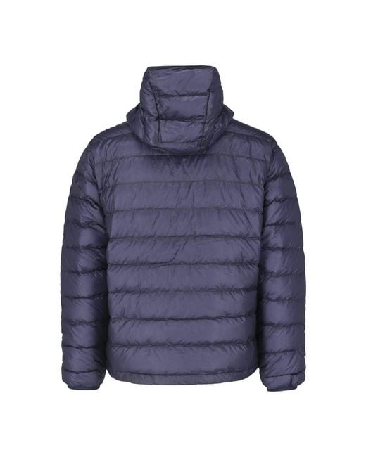 Aspesi Blue Hooded Quilted Down Jacket for men