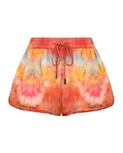 Zimmermann Orange Alchemy Tie-Dye Shorts