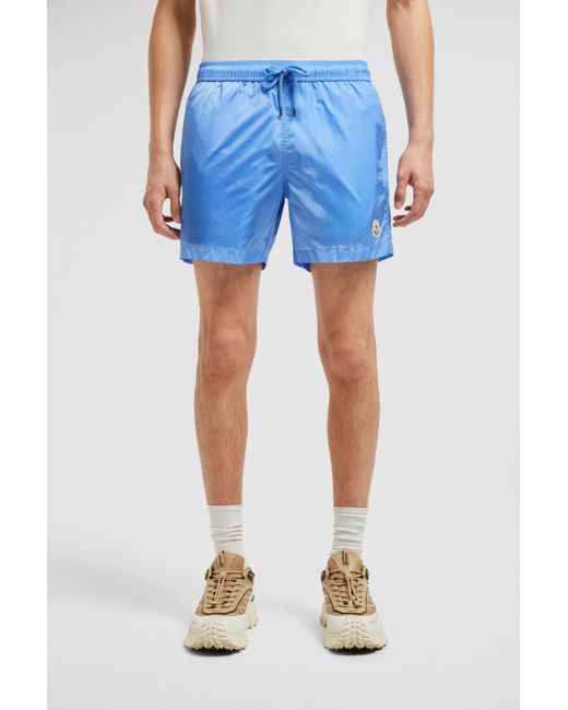 Moncler Blue Logo Patch Swim Shorts for men