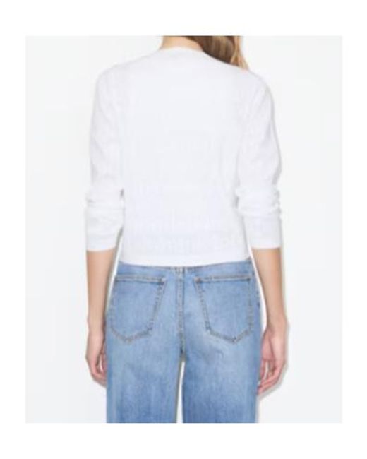 Tory Burch White Pointelle Knit Cardigan