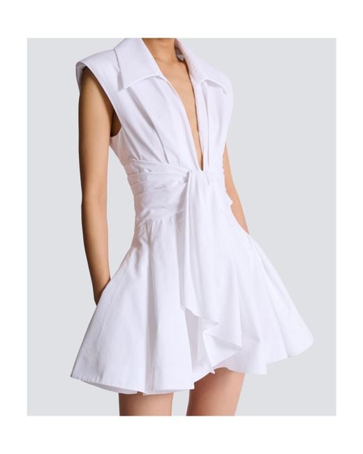 Balmain White Cotton Shirt Mini Dress