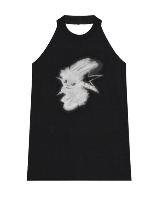 we11done Black Monster Print Neck Blouse