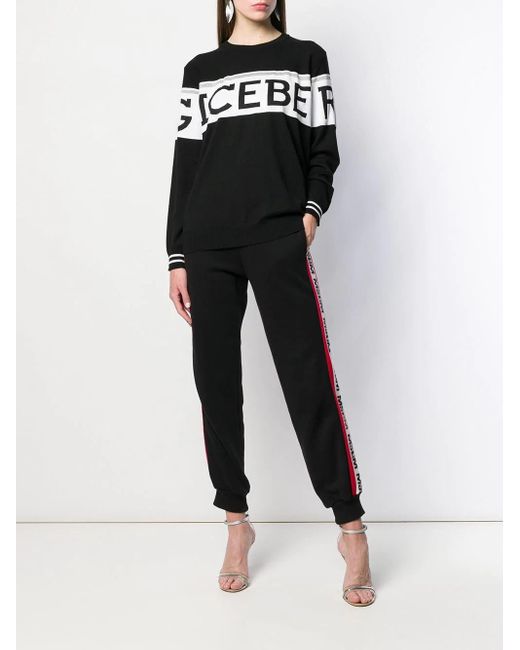 Iceberg Black Knit Logo Print Jumper