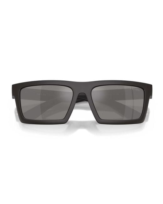 Prada Linea Rossa White Prada Eyewear Rectangular Frame Sunglasses for men
