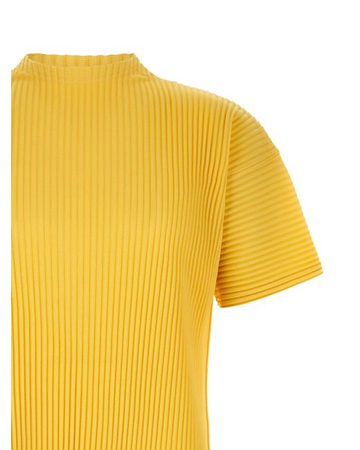 Homme Plissé Issey Miyake Yellow Short-Sleeved T-Shirt for men