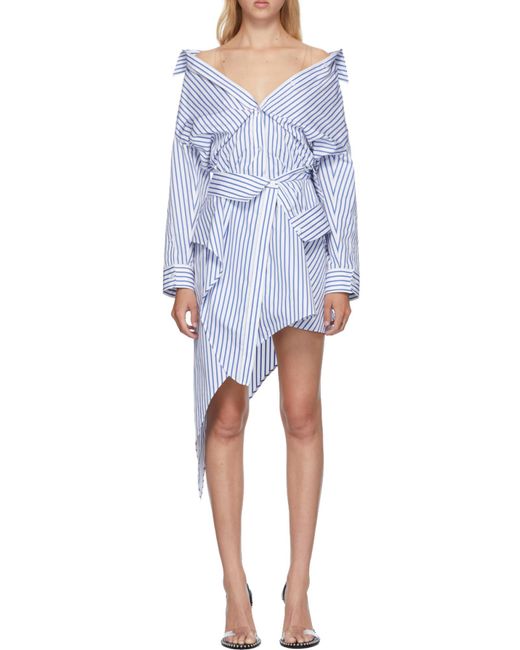Alexander Wang Blue Asymmetric Layered-Effect Shirt Dress