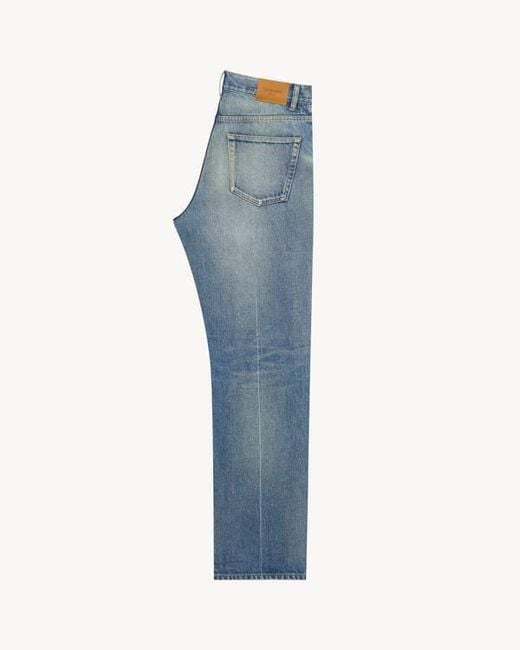 Saint Laurent Blue Tapered Mid Rise Jeans for men