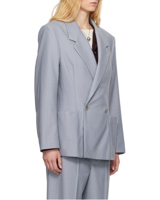 Lemaire Gray Long-Sleeved Double-Breasted Blazer