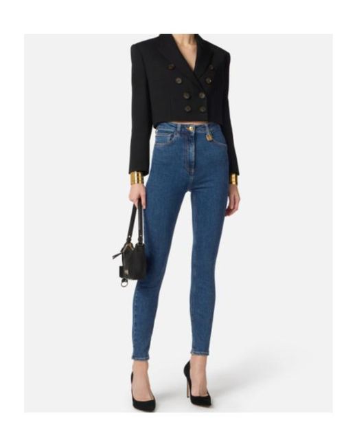 Elisabetta Franchi Blue Logo Detailed Skinny Jeans