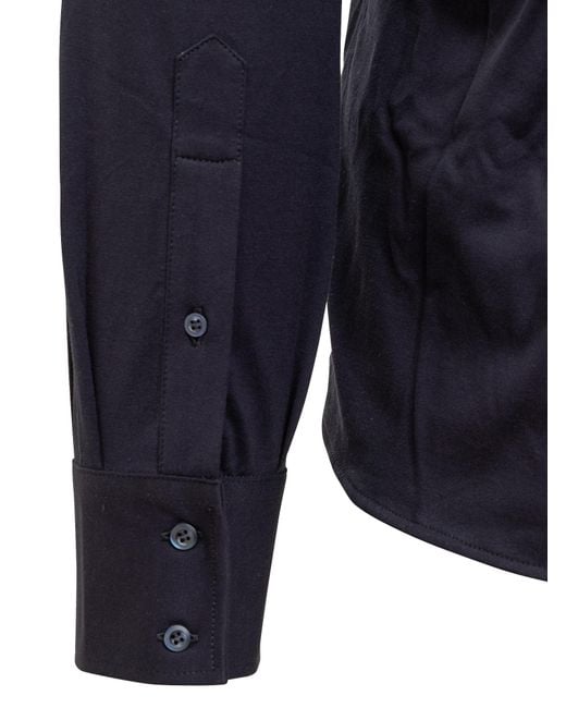 Brunello Cucinelli Blue Collared Long-Sleeved Shirt for men