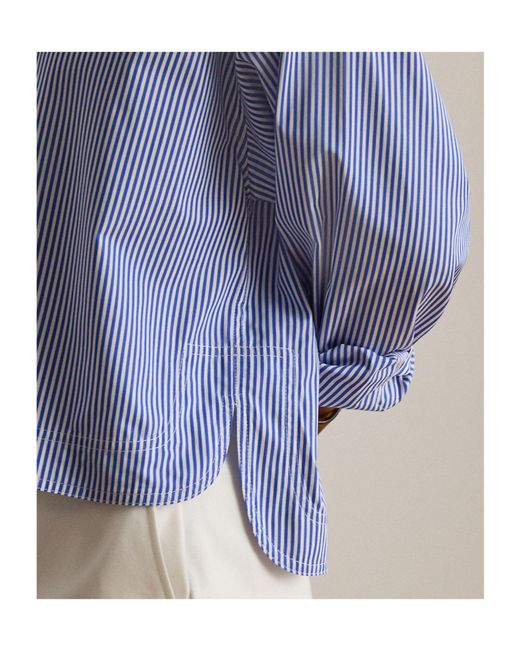 Ralph Lauren Blue Lauren Striped V-Neck Shirt