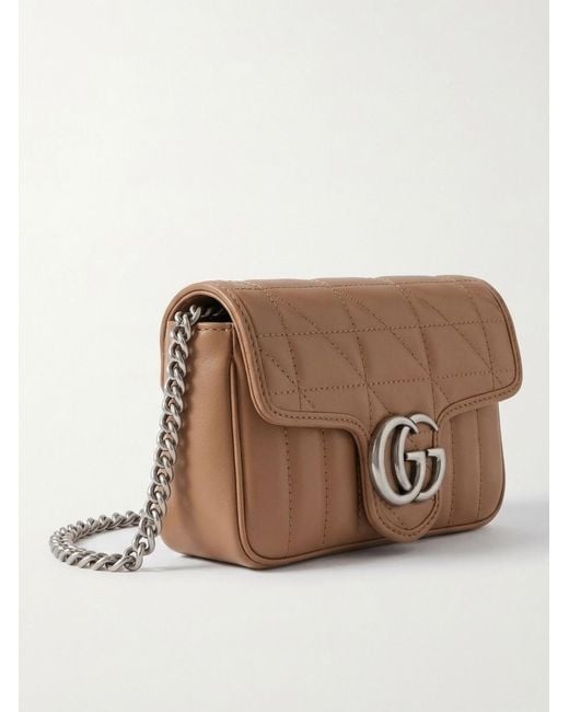Gucci Brown Gg Marmont Super Mini Bag