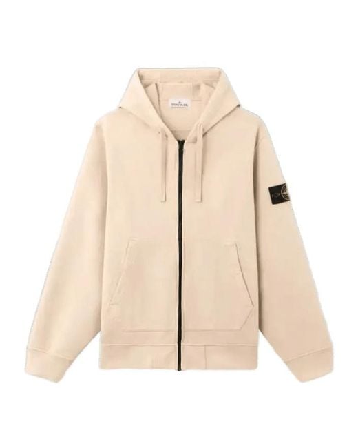 Stone Island Natural Zip-Up Hoodie for men