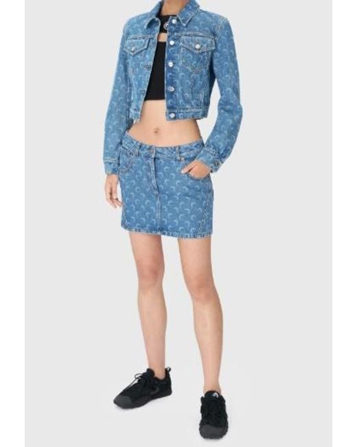 MARINE SERRE Blue Moon-Print Buttoned Jacket