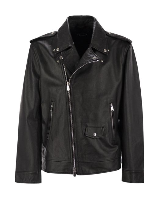 Dondup Black Nappa Biker Jacket for men
