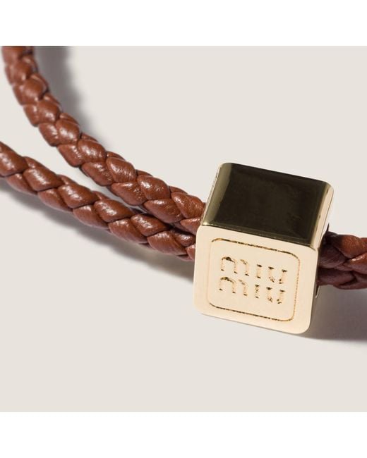 Miu Miu White Brandy Braided Cube Bracelet