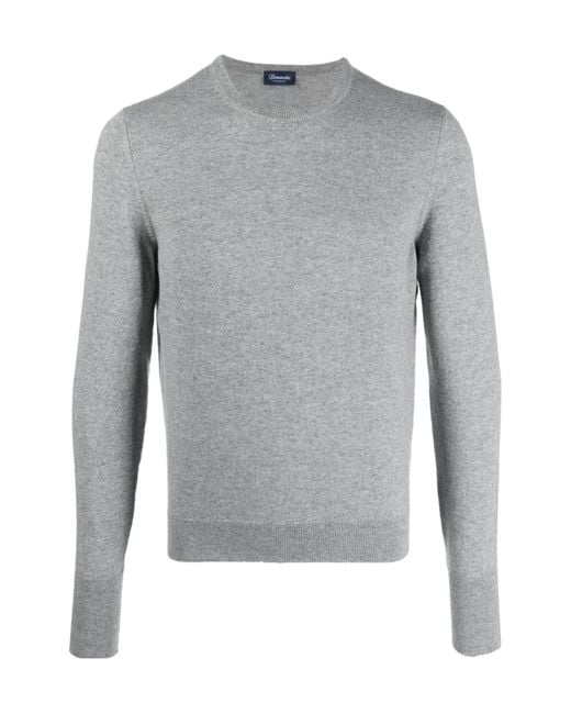 Drumohr Gray Crew-Neck Knitted Sweater for men