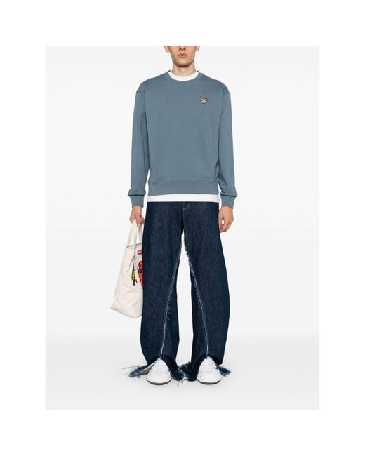 KENZO Blue Lucky Tiger Embroidered Crewneck Sweatshirt for men