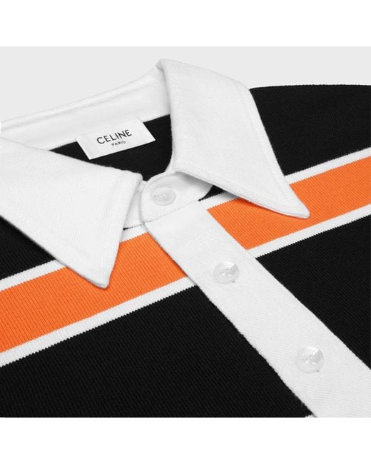 Céline Black Striped Cotton Jersey Polo for men