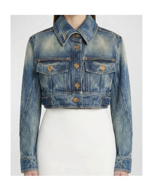 Balmain Blue High-Collar Two-Pockets Jacket