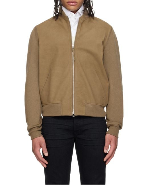 Tom Ford Brown Panelled Zip-Up Jacket for men