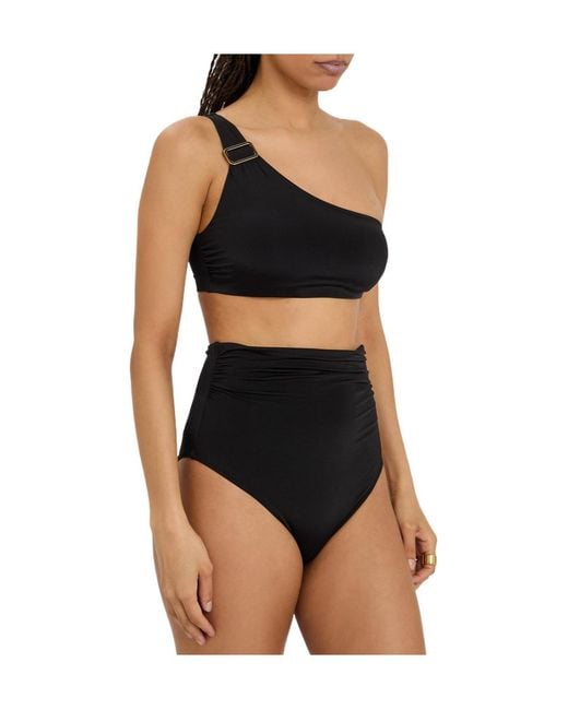 Max Mara Black Shoulder Stretch-Polyamide Bikini Top