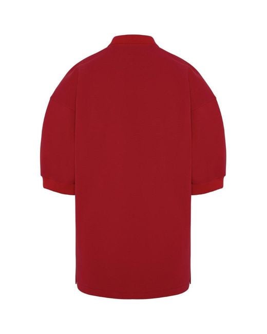 Willy Chavarria Red Oversized Logo Polo Shirt for men
