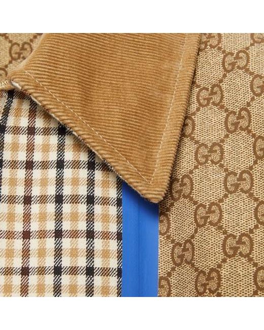 Gucci Multicolor Gg-Canvas Checked Reversible Cotton Jacket for men
