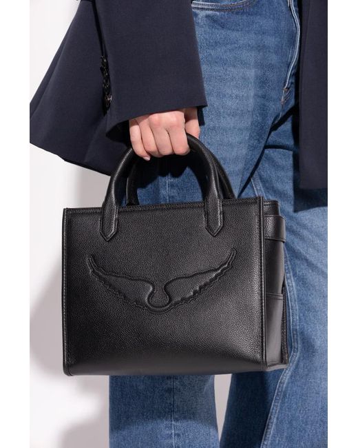 Zadig & Voltaire Black Angel Grained-Leather Tote Bag
