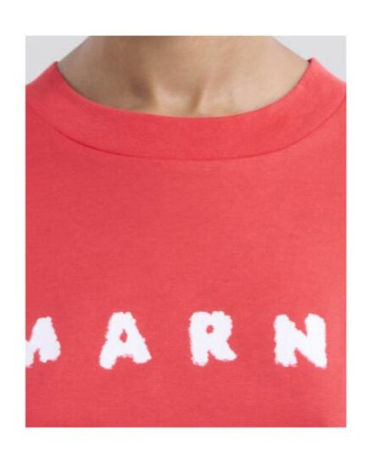 Marni Red Logo Scribbled Boxy T-Shirt